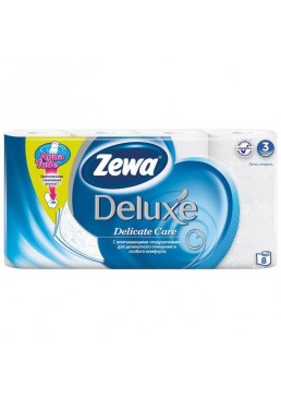 Бумага туалетная трехслойная Zewa Deluxe Комфорт (белая), 8 шт
